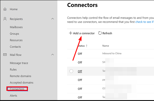 Раздел Коннекторы в админцентре Microsoft 365
