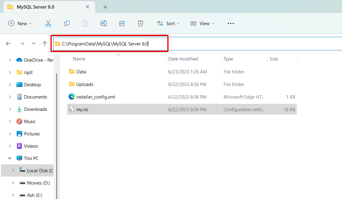g to sql configuration file