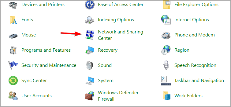 Центр управления сетями Windows