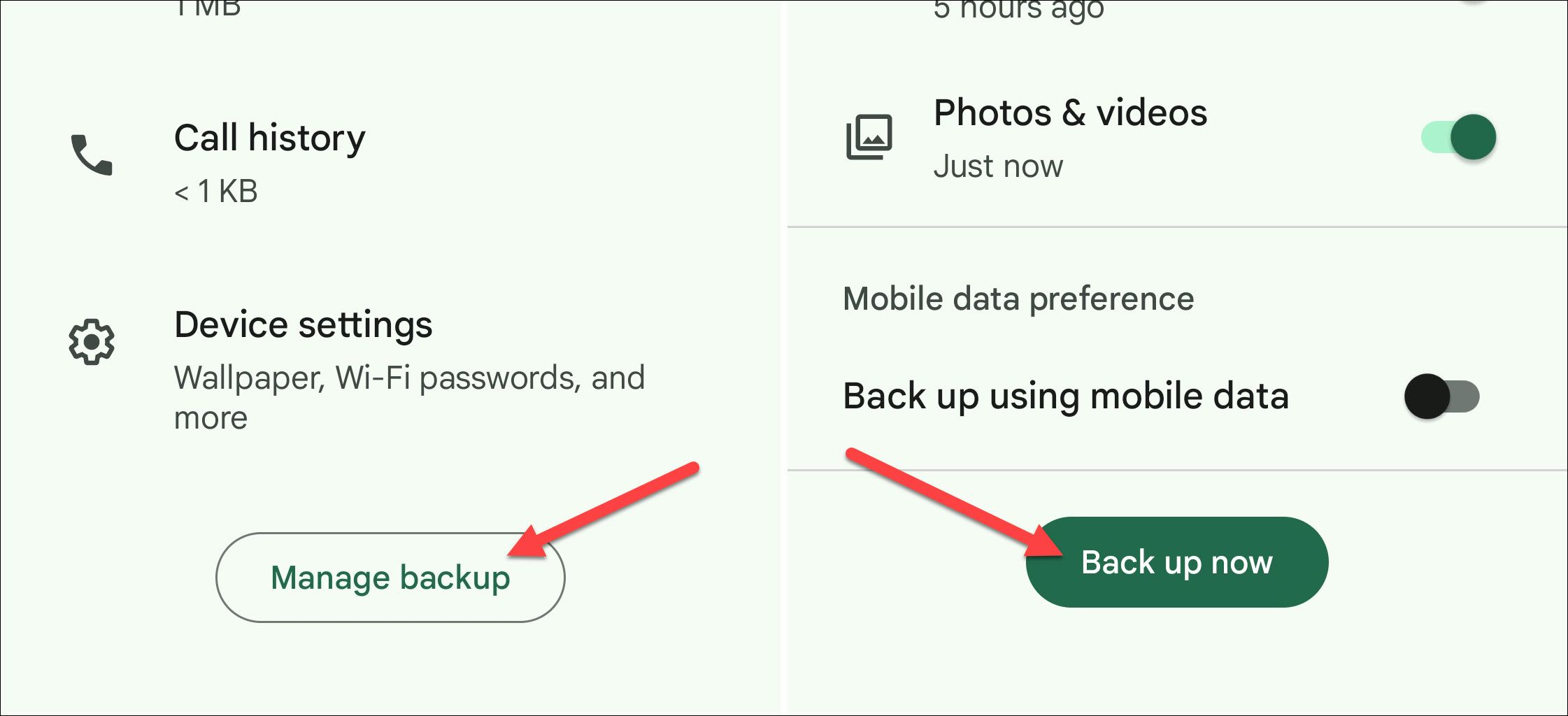 Запуск резервного копирования устройства.