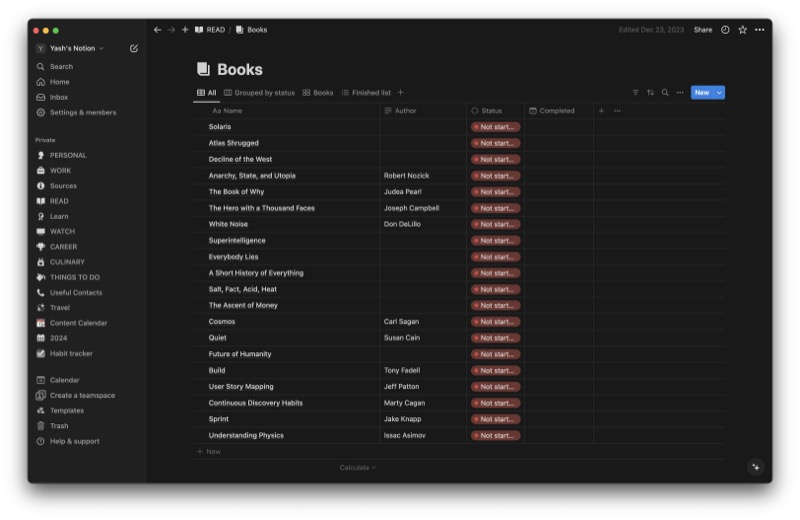 a notion database.