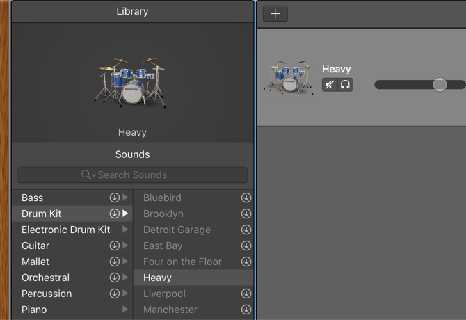 Выбор ударного инструмента в библиотеке