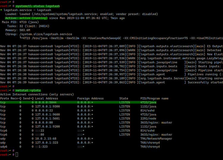 Comprobación del estado de Logstash
