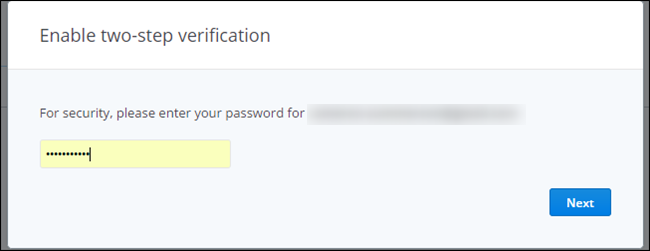 Запрос текущего пароля при настройке двухэтапной проверки