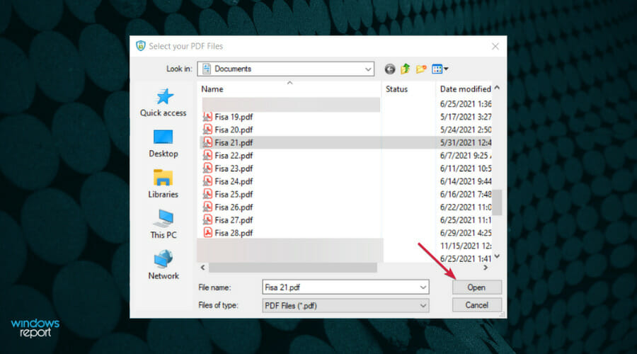 Окно выбора файла в Locklizard Protect Documents