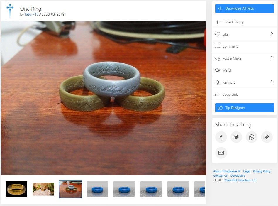 Модель кольца на Thingiverse