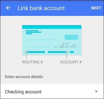 Экран: ввод реквизитов банковского счёта