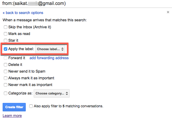 Создание фильтра и применение метки
