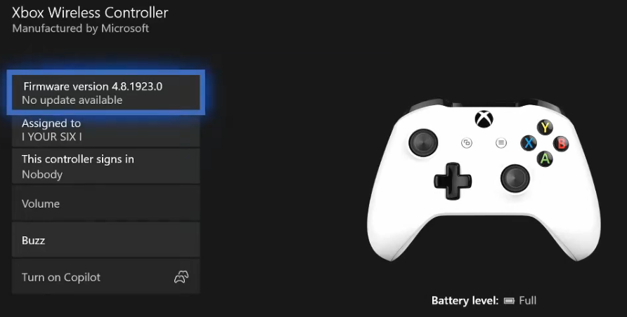 Скриншот кнопки обновления прошивки