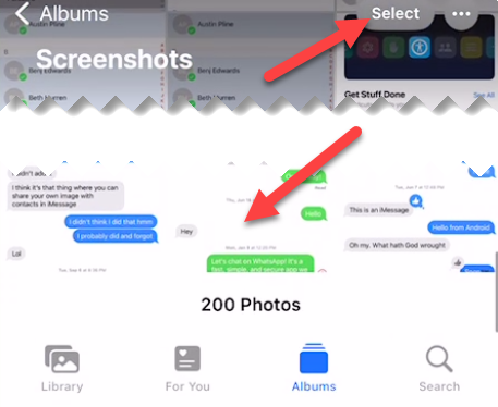 Экран: нажмите «Выбрать», чтобы отметить изображения для печати.