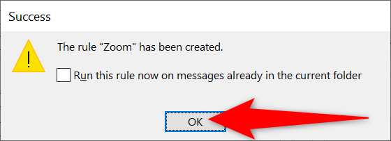 Подтверждение выполнения правила для существующих сообщений.