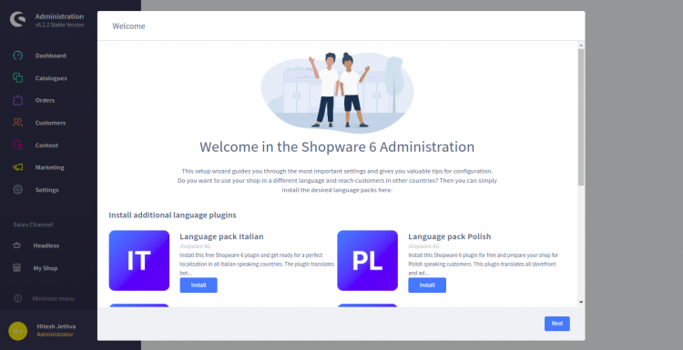 Интерфейс администратора Shopware