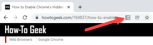 Иконка режима чтения в адресной строке