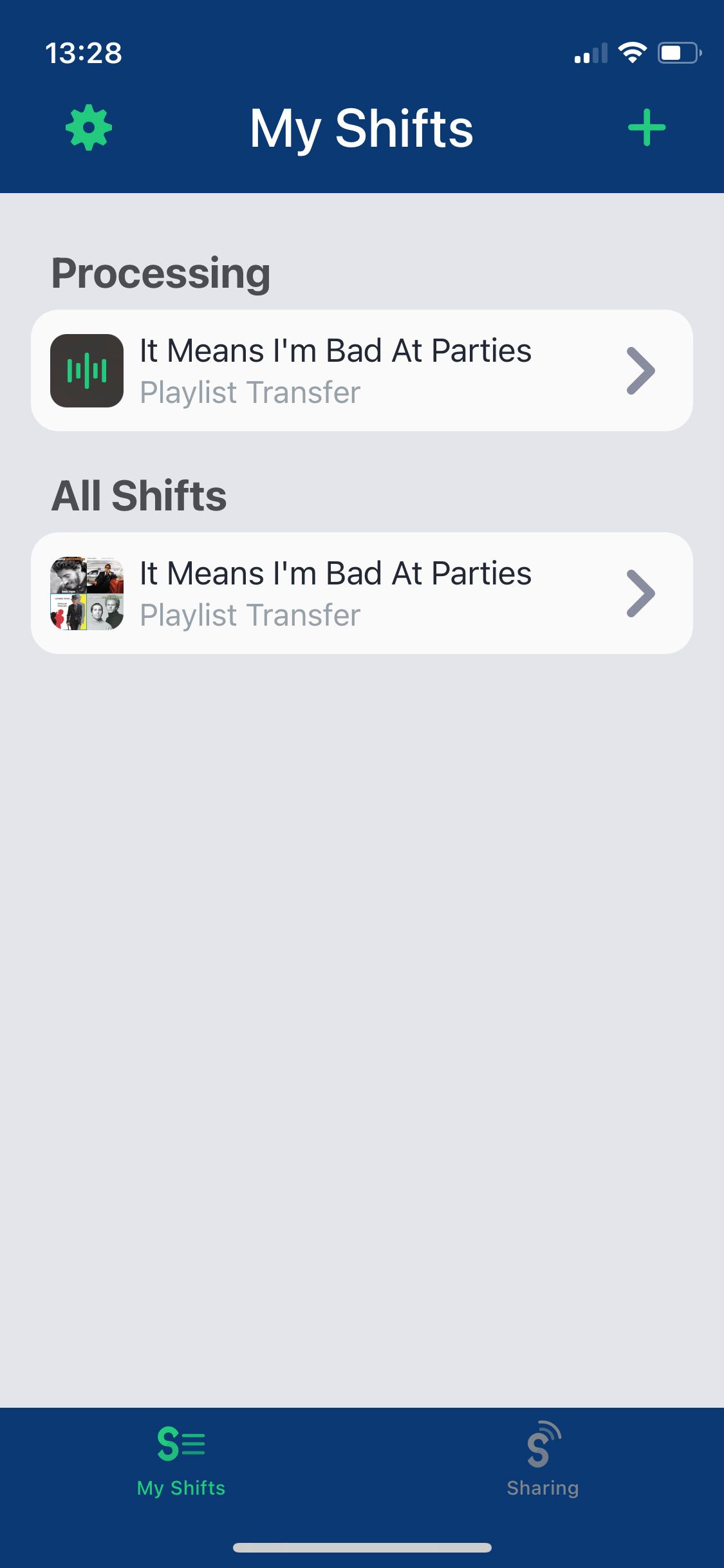 SongShift обрабатывает плейлист