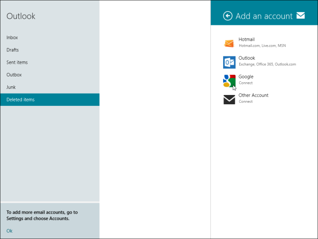 Добавление Google‑аккаунта в Почту Windows 8