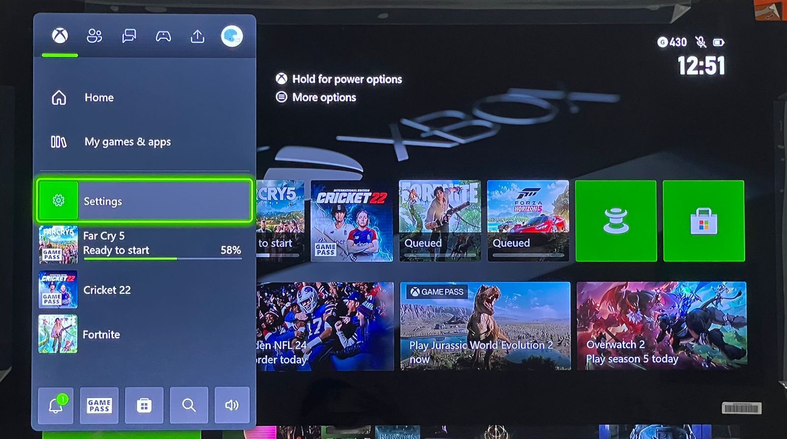 Главный экран Xbox