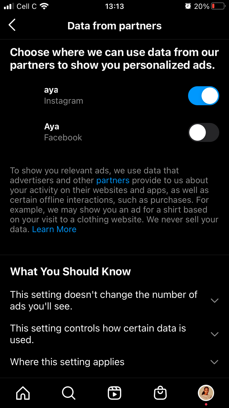 Настройки рекламы в Instagram