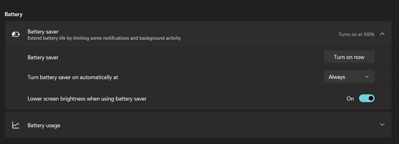 Функция экономии батареи в Windows 11