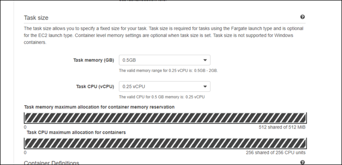 Задание vCPU и памяти для Task