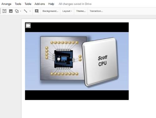 Видео вставлено в слайд