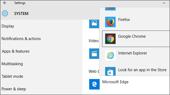 Выбор браузера по умолчанию в Windows 10