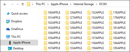 Папка Internal Storage и папка DCIM в Проводнике Windows