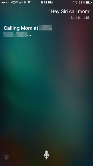 Siri предлагает варианты звонка родственникам