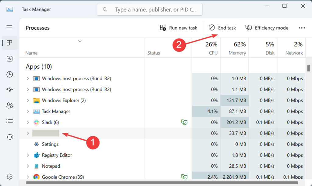 Диспетчер задач с приложениями, использующими сеть