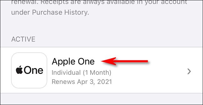 Список подписок с Apple One