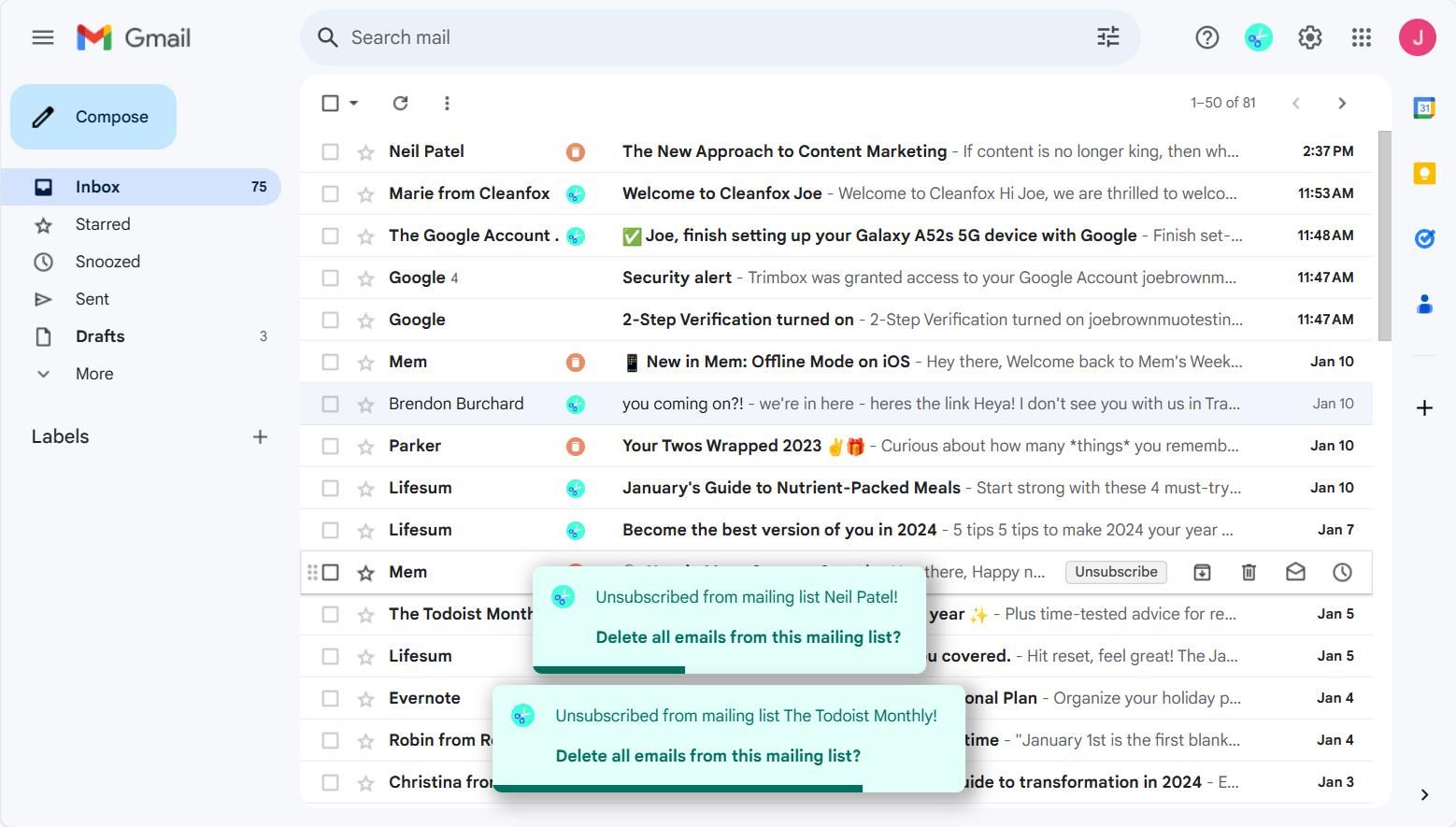 Очистка Gmail: быстро от спама и рассылок