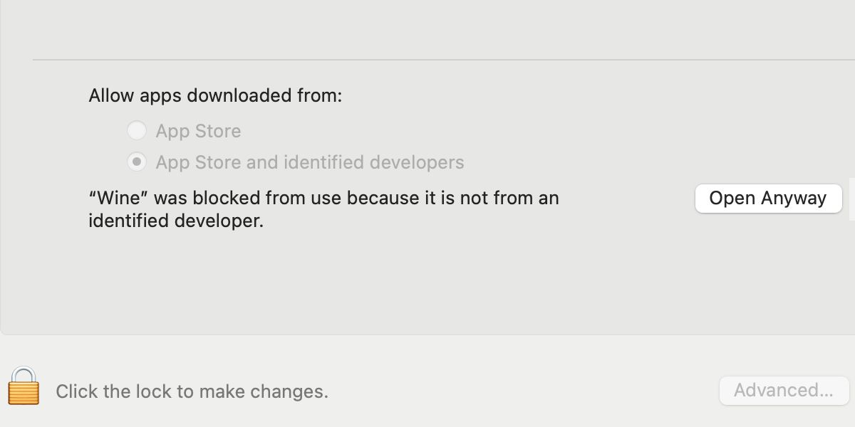 Настройки «Безопасность и конфиденциальность» macOS с параметрами Gatekeeper