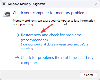 memory-diag-tool 3 -Restart now and check for problems, then your computer will reboot.