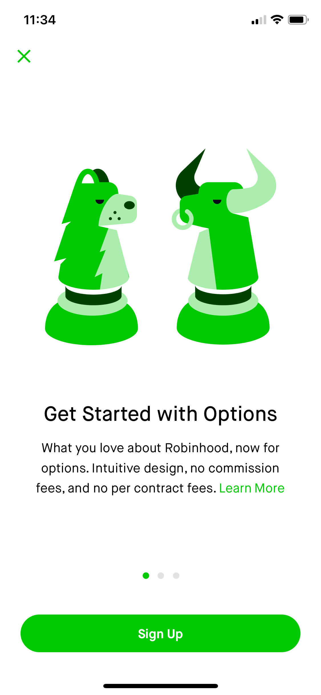 Процесс включения опционов в Robinhood