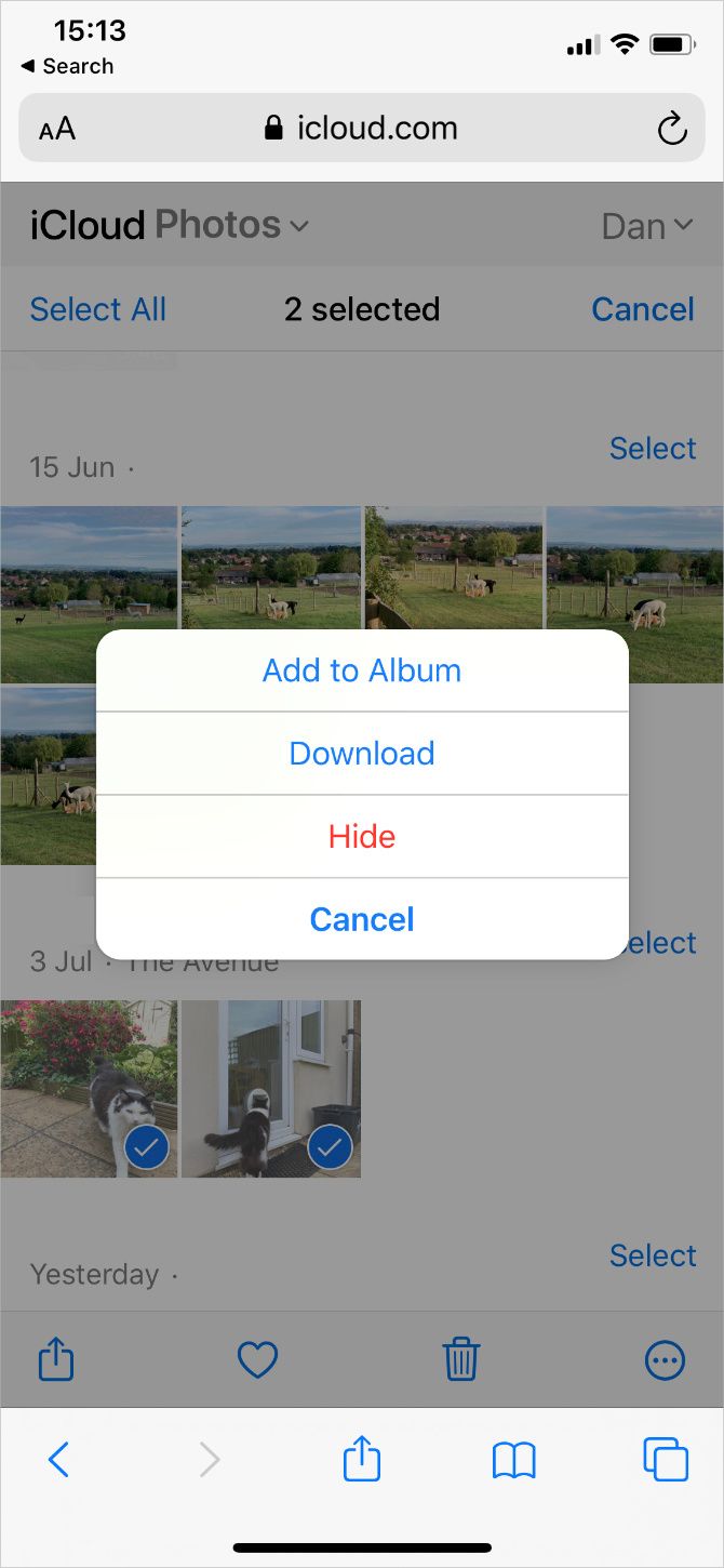 Кнопка загрузки iCloud Photos на iPhone