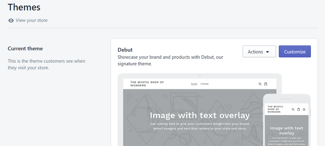 Тема Debut в Shopify