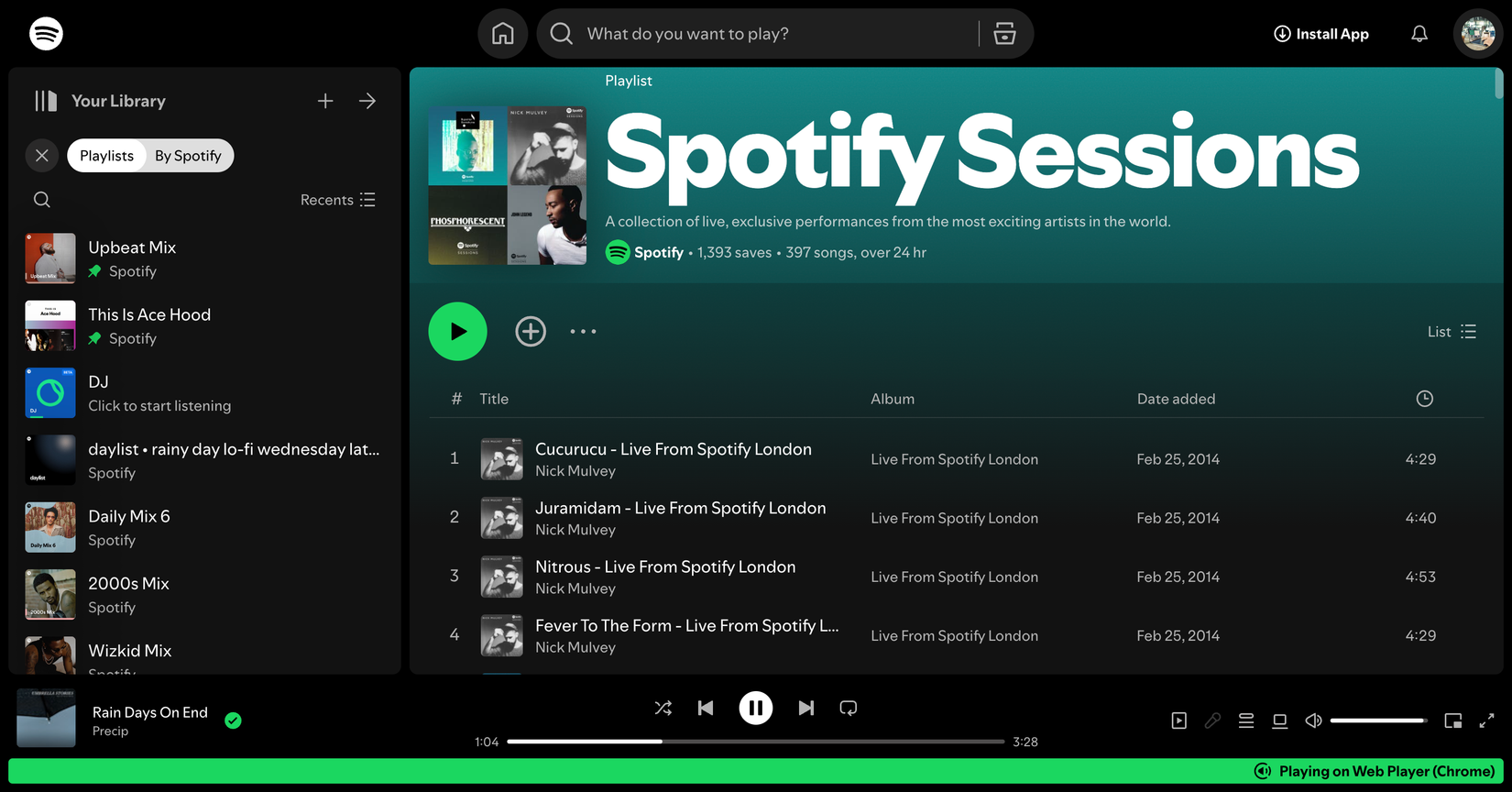 Плейлист с эксклюзивными живыми сессиями в Spotify