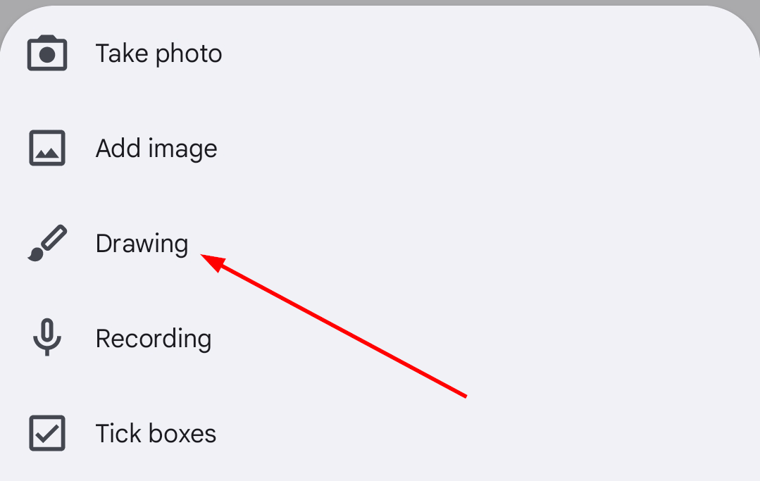 Открыть рисование из текстовой заметки в Google Keep
