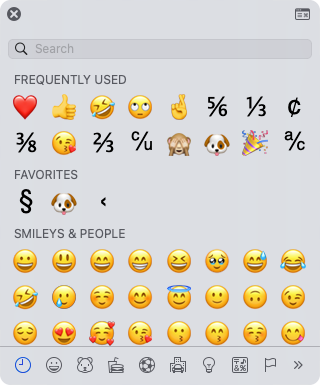 Просмотр символов на Mac