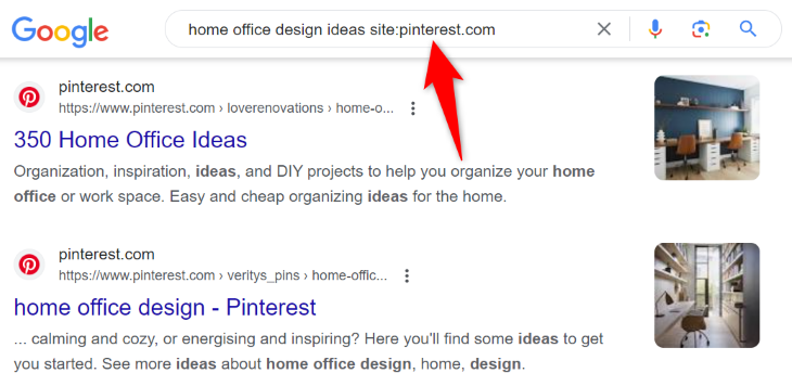 Поиск Pinterest через Google: результаты с сайтом pinterest.com