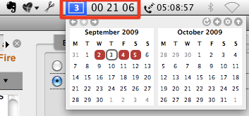 TinyCal рядом с системными часами в строке меню