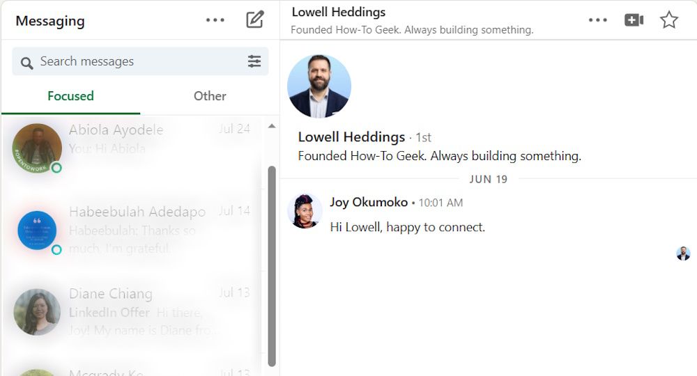 Подтверждение прочтения LinkedIn под отправленным сообщением