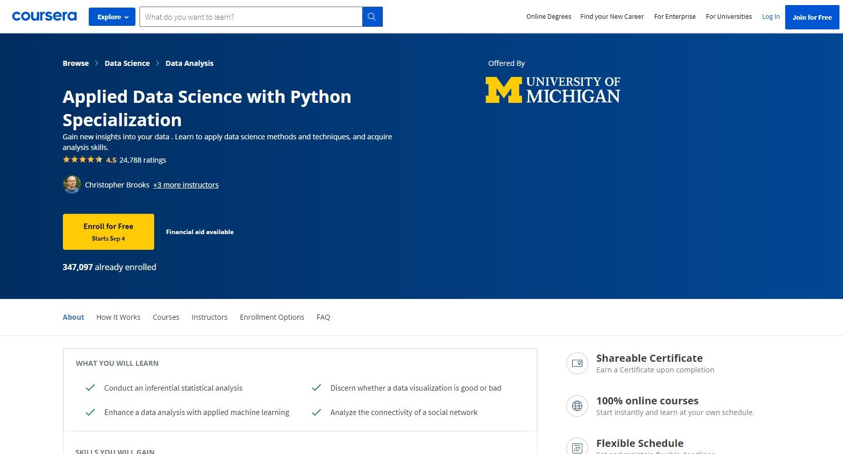 Страница Coursera: курс Applied Data Science with Python