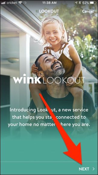 Кнопка Next для продолжения настройки