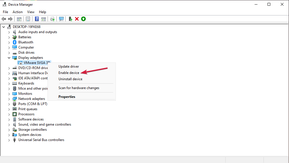 Включение видеодрайвера в Диспетчере устройств