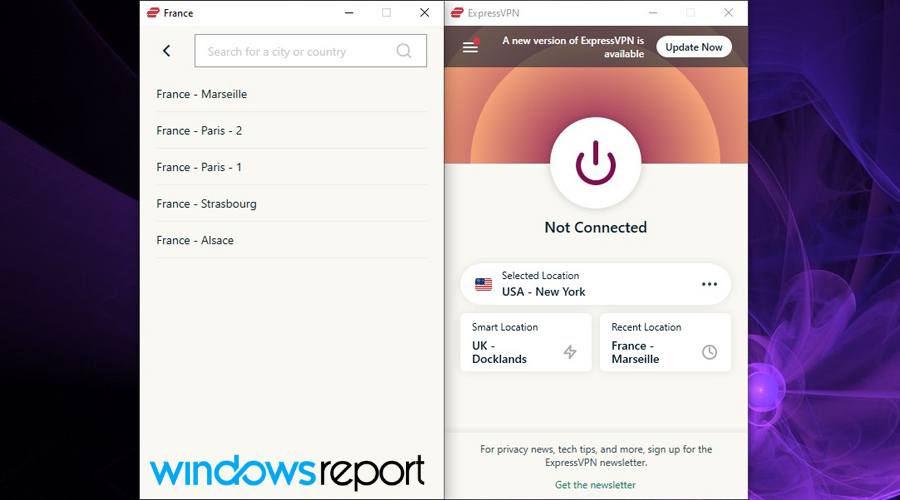 ExpressVPN не подключён