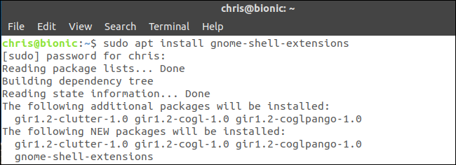 Установка gnome-shell-extensions через apt