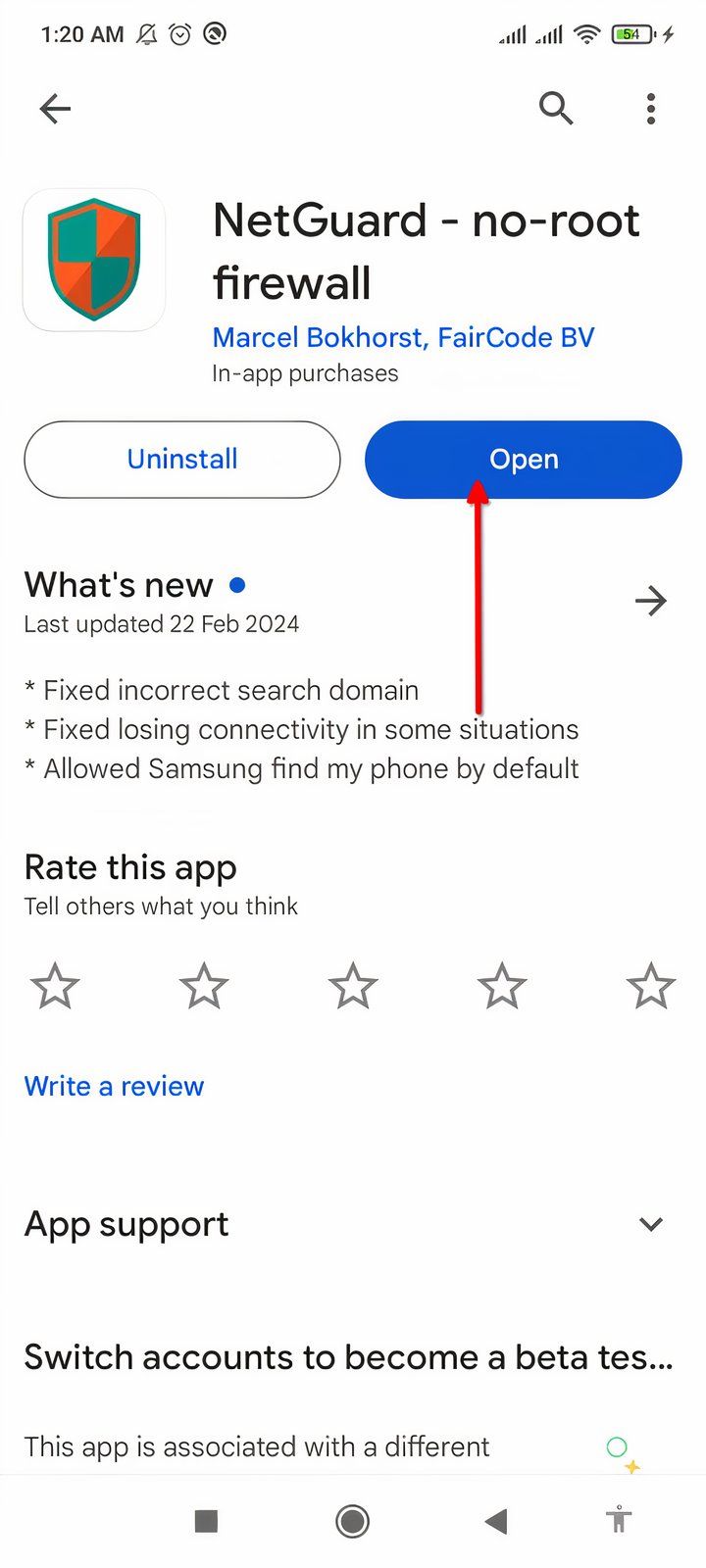 Кнопка открытия NetGuard в Google Play.