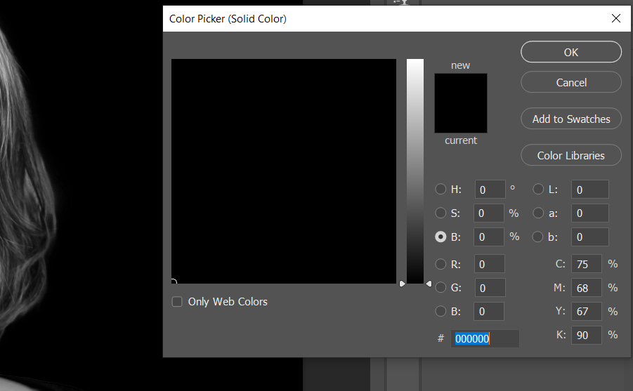 Установка фонового цвета в чёрный