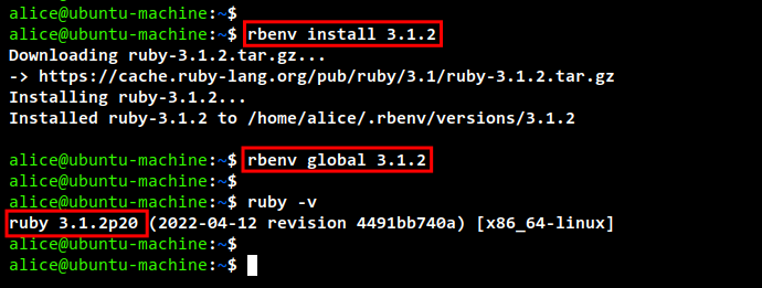 Установка Ruby через rbenv завершена