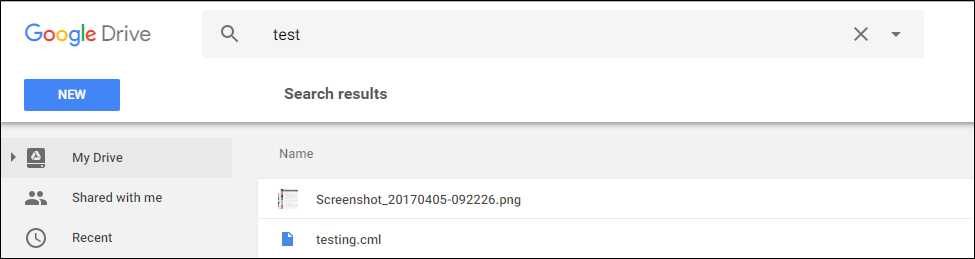 Omnibox в режиме поиска Drive после ввода ярлыка
